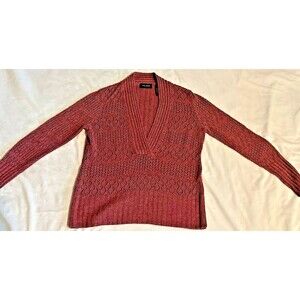 Womens Axcess SOFT Wool Blend Pullover Open Knit Sweater XL  Burgundy‎ Maroon